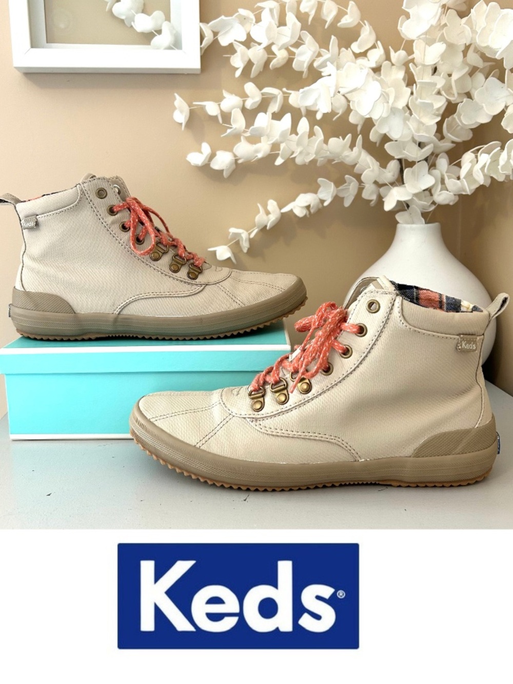 Keds Scout II Matte Twill Lined Wet Weather Lace-Up Ankle Boots Tan Size 9